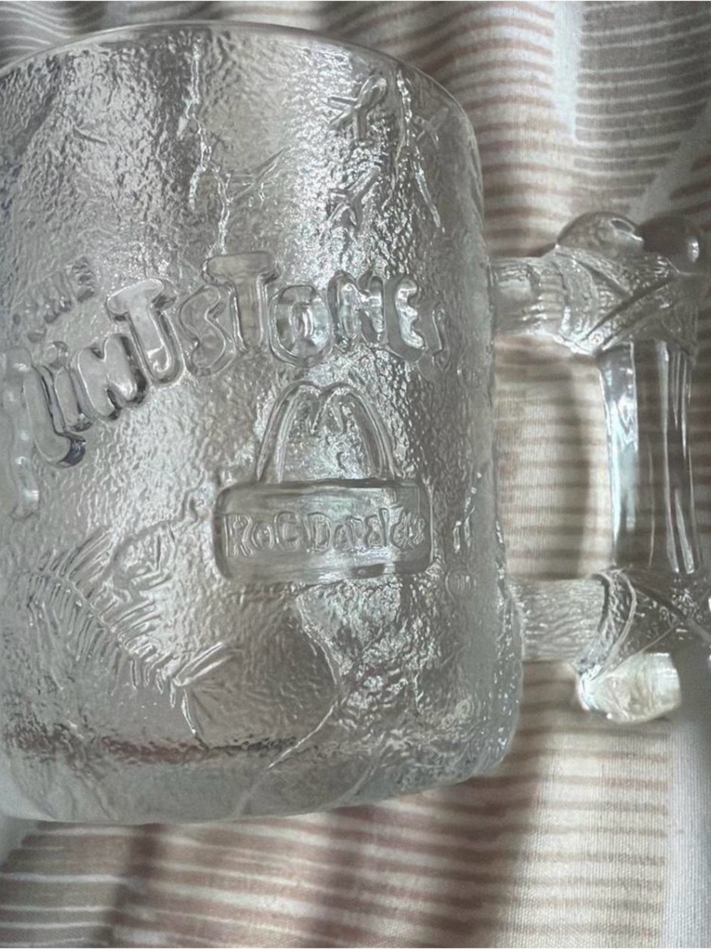 McDonald's Clear Flintstones Embossed Glass Mug pre dawn